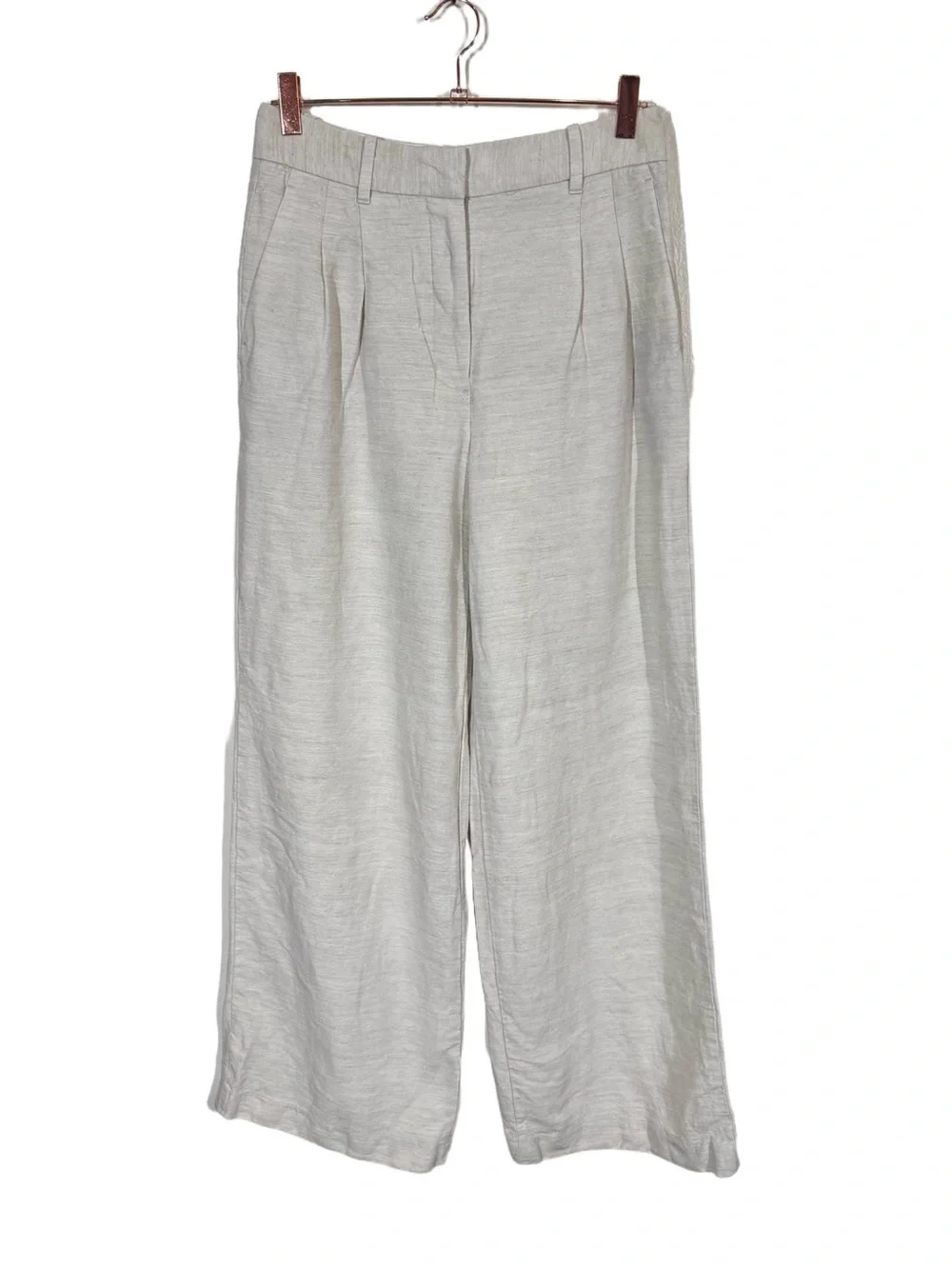 Aritzia Wilfred The Effortless Pant Linen High-Waisted Wider-Leg Natural Ecru